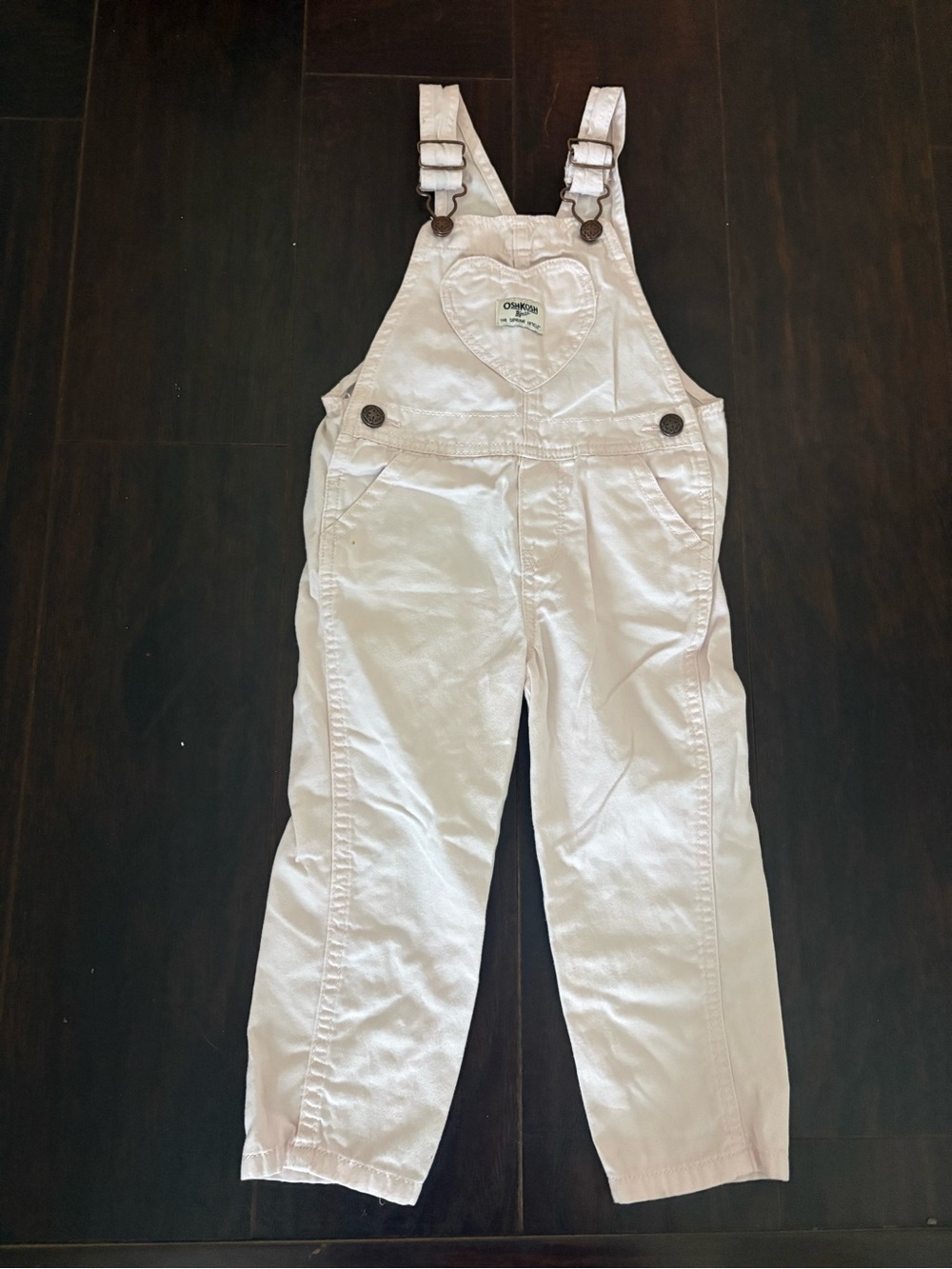 OshKosh B’gosh Girls 3T Pink Overalls Heart Pocket Adjustable Straps